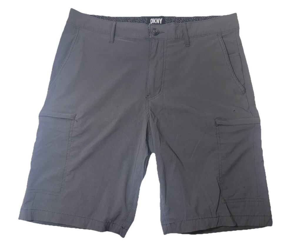 DKNY Mens Cargo Shorts 32 Gray Performance Nylon Hiking Outdoor 9.5" Inseam